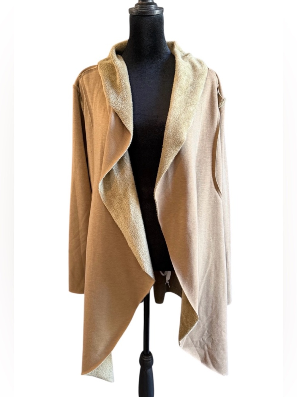 Anama Open Front Cardigan Jacket Small Cozy Lounge Pockets Neutral Capsule NWT